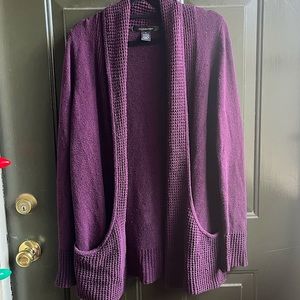 89th & Madison Plum Purple Knitted Cardigan With Pockets Size Medium